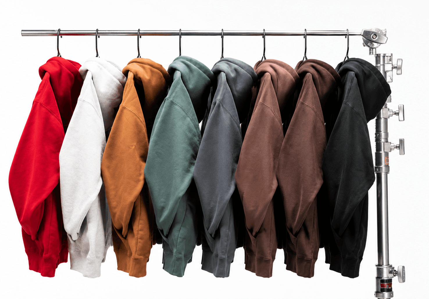 Winter collection rack of solid-color pieces